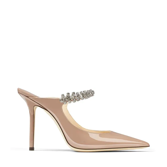Bing 100 Ballet Pink Patent Leather Mules With Crystal Strap Ballet Pink Women JIMMY CHOO Mules Bing 100 Ballet Pink Patent Leather Mules With Crystal Strap Ballet Pink Women JIMMY CHOO Mules