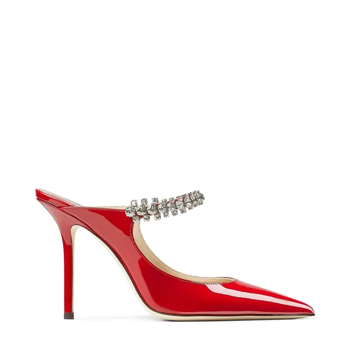 Bing 100 Red Patent Leather Mules With Crystal Strap Red Women JIMMY CHOO Mules Bing 100 Red Patent Leather Mules With Crystal Strap Red Women JIMMY CHOO Mules