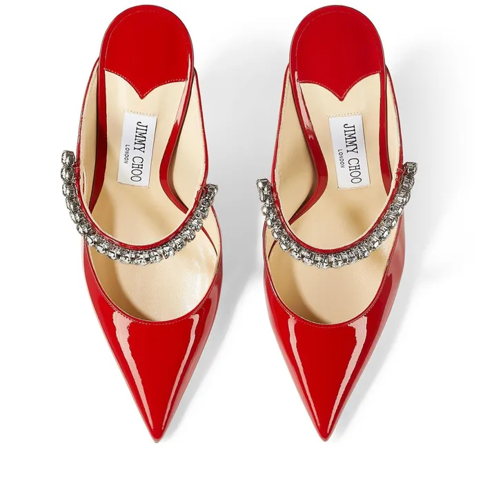 Bing 100 Red Patent Leather Mules With Crystal Strap Red Women JIMMY CHOO Mules