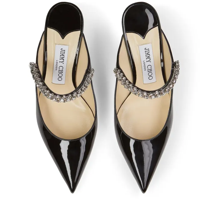Bing 65 Black Patent Leather Mules With Crystal Strap Black Women JIMMY CHOO Mules