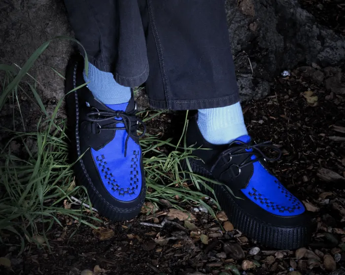 Black and Cobalt Blue Viva Mondo Creeper Women TUK Shoes Vegan Black and Cobalt Blue Viva Mondo Creeper Women TUK Shoes Vegan