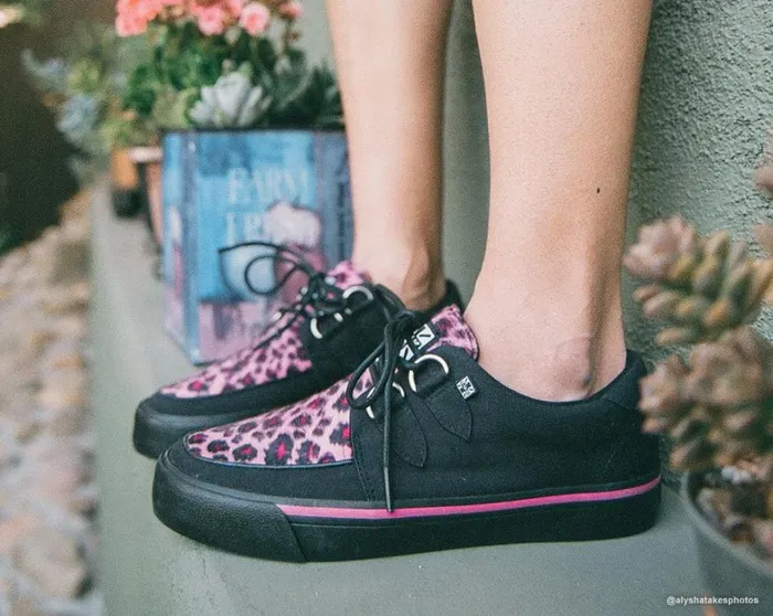 Black and Pink Leopard DRing Vegan Sneakers Men TUK Shoes Vegan Black and Pink Leopard DRing Vegan Sneakers Men TUK Shoes Vegan