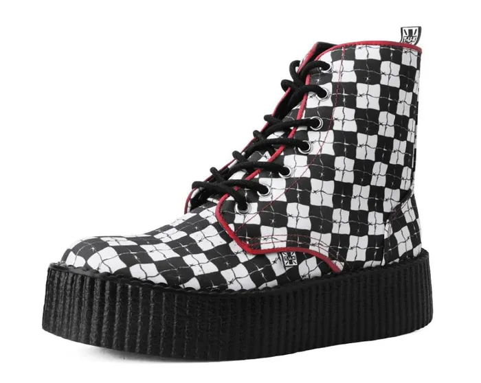 Black and White Checkered Barbwire Mondo Boot Men TUK Shoes Boots