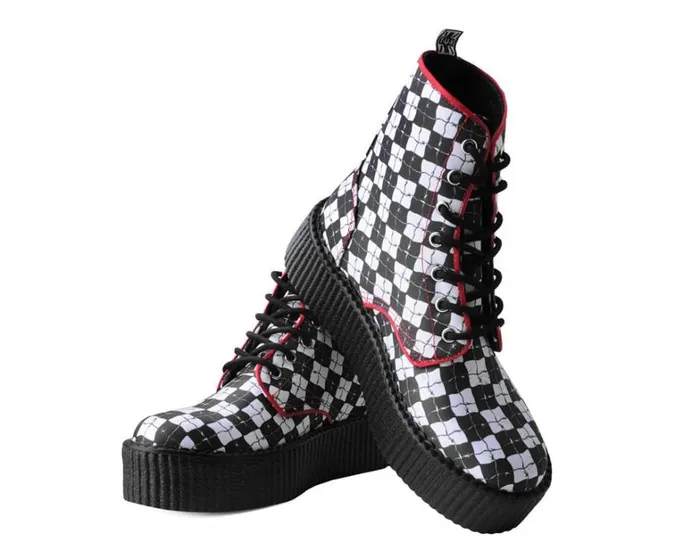 Black and White Checkered Barbwire Mondo Boot Men TUK Shoes Boots Black and White Checkered Barbwire Mondo Boot Men TUK Shoes Boots