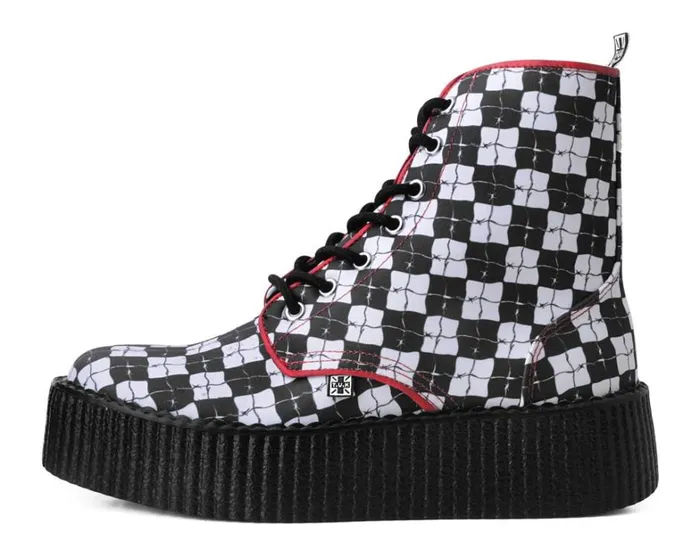 Black and White Checkered Barbwire Mondo Boot Men TUK Shoes Boots Black and White Checkered Barbwire Mondo Boot Men TUK Shoes Boots