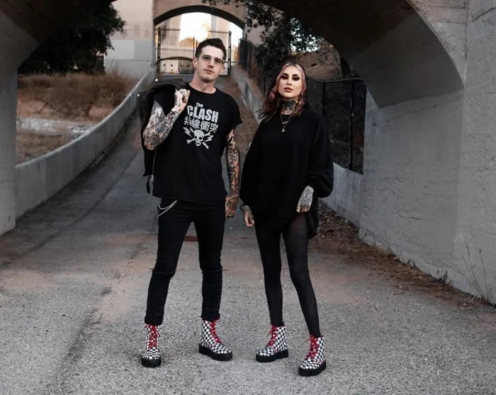 Black and White Checkered Barbwire Mondo Boot Men TUK Shoes Boots Black and White Checkered Barbwire Mondo Boot Men TUK Shoes Boots