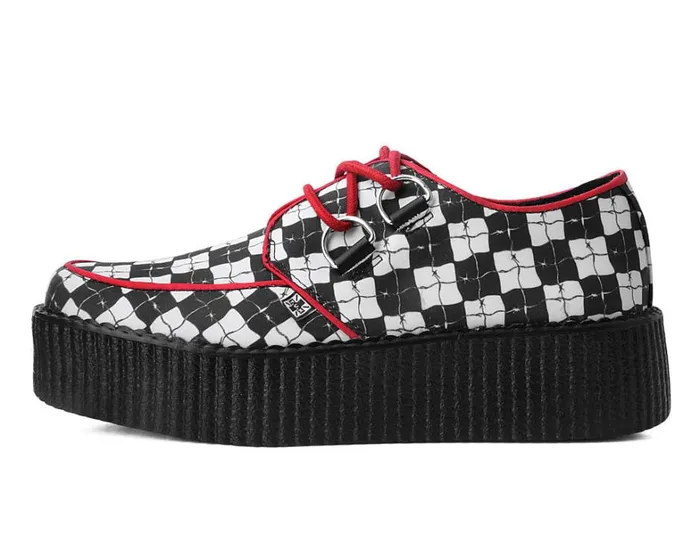 Black and White Checkered Barbwire Viva Mondo Creeper Men TUK Shoes Vegan Black and White Checkered Barbwire Viva Mondo Creeper Men TUK Shoes Vegan