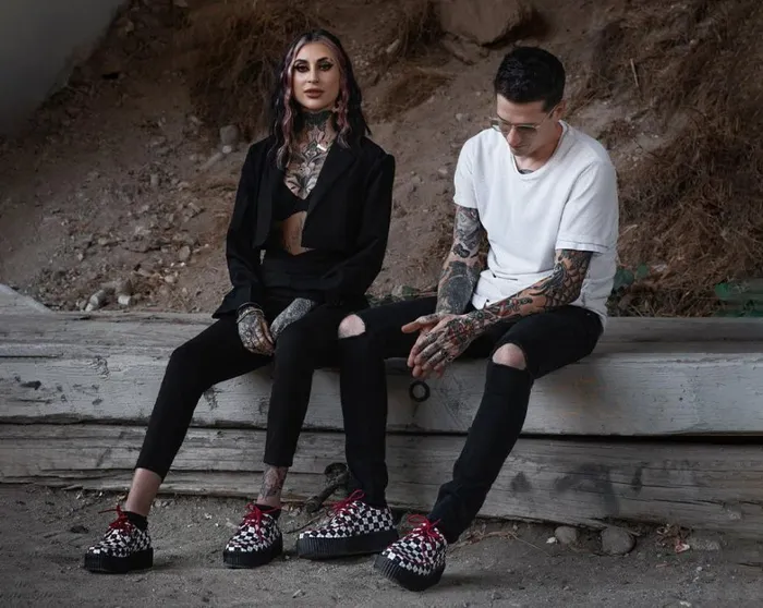 Black and White Checkered Barbwire Viva Mondo Creeper Men TUK Shoes Vegan Black and White Checkered Barbwire Viva Mondo Creeper Men TUK Shoes Vegan