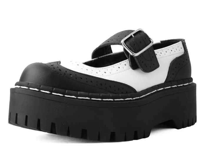 Black and White Double Decker Mary Jane Women TUK Shoes Platforms