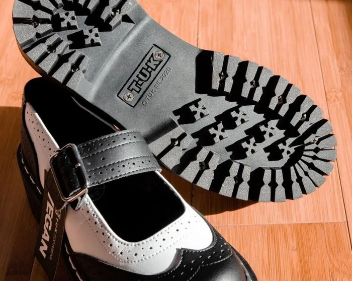 Black and White Double Decker Mary Jane Women TUK Shoes Platforms Black and White Double Decker Mary Jane Women TUK Shoes Platforms