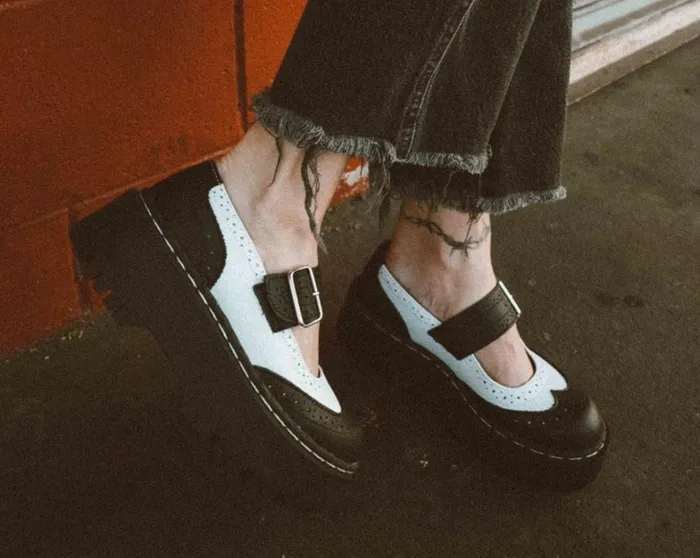 Black and White Double Decker Mary Jane Women TUK Shoes Platforms Black and White Double Decker Mary Jane Women TUK Shoes Platforms