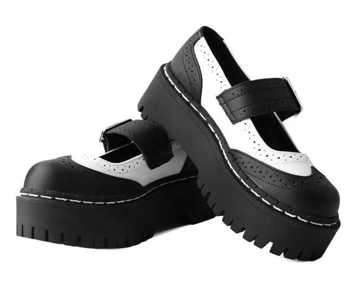 Black and White Double Decker Mary Jane Women TUK Shoes Platforms Black and White Double Decker Mary Jane Women TUK Shoes Platforms
