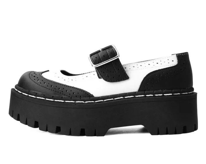 Black and White Double Decker Mary Jane Women TUK Shoes Platforms Black and White Double Decker Mary Jane Women TUK Shoes Platforms