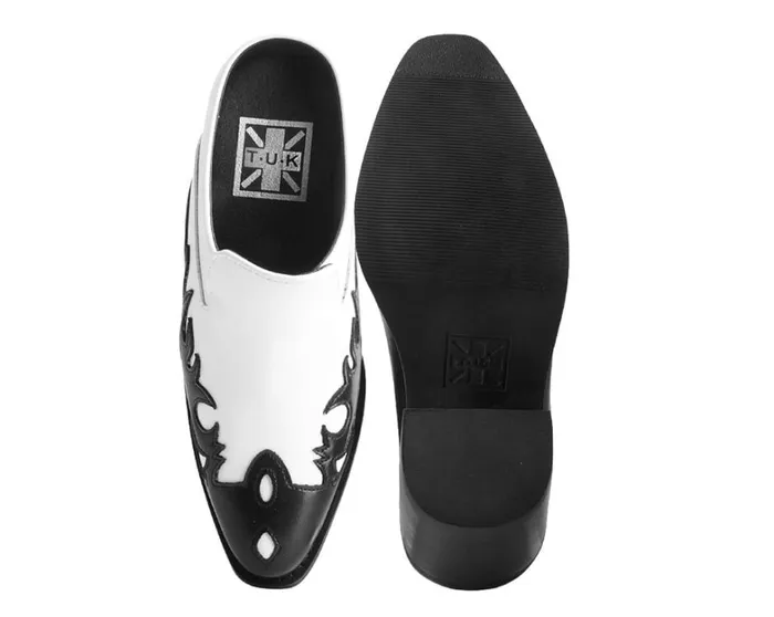 Black and White Flame Western Mule Women TUK Shoes Sandals Black and White Flame Western Mule Women TUK Shoes Sandals