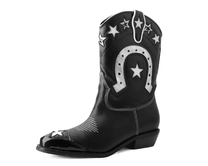 Black and White Horseshoe Star Western Boot Women TUK Shoes Boots