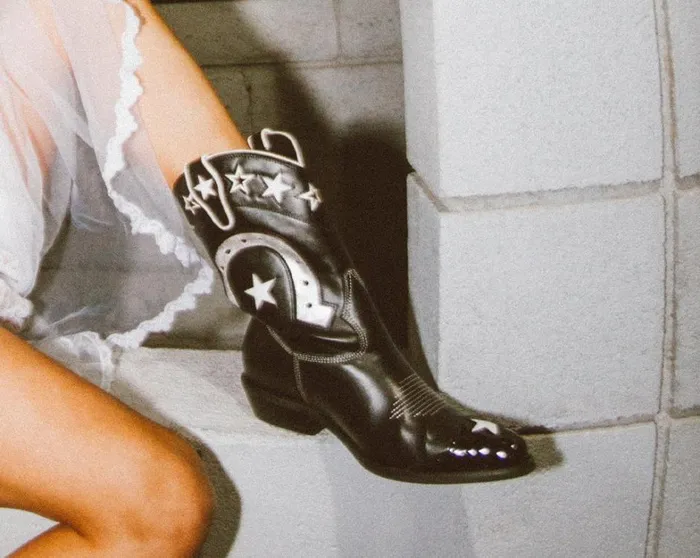 Black and White Horseshoe Star Western Boot Women TUK Shoes Boots Black and White Horseshoe Star Western Boot Women TUK Shoes Boots