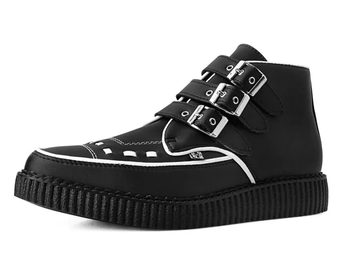 Black and White Trim Pointed Buckle Boot Women TUK Shoes Boots