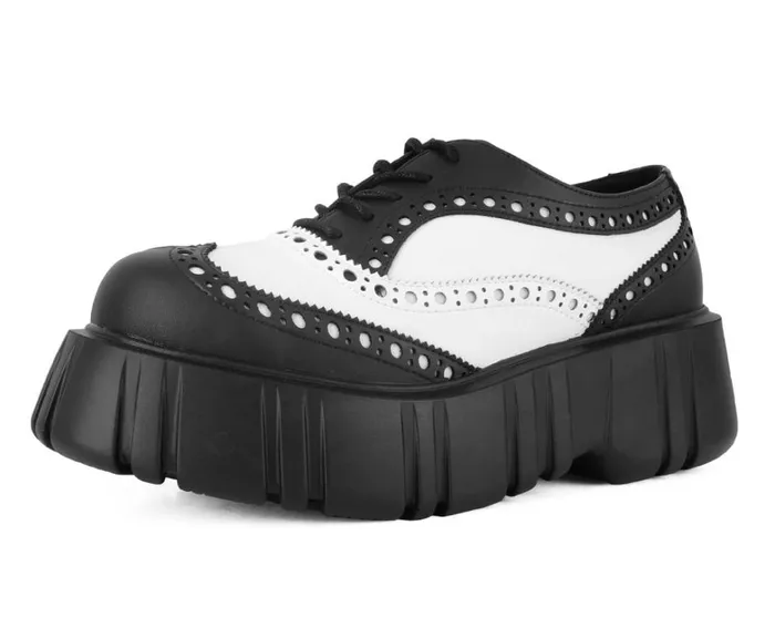 Black and White TUKskin Anarchic Airship Brogue Women TUK Shoes Platforms