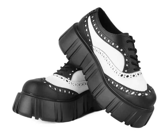 Black and White TUKskin Anarchic Airship Brogue Women TUK Shoes Platforms Black and White TUKskin Anarchic Airship Brogue Women TUK Shoes Platforms