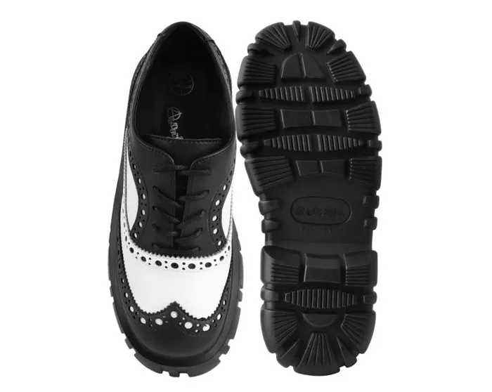 Black and White TUKskin Anarchic Airship Brogue Women TUK Shoes Platforms Black and White TUKskin Anarchic Airship Brogue Women TUK Shoes Platforms