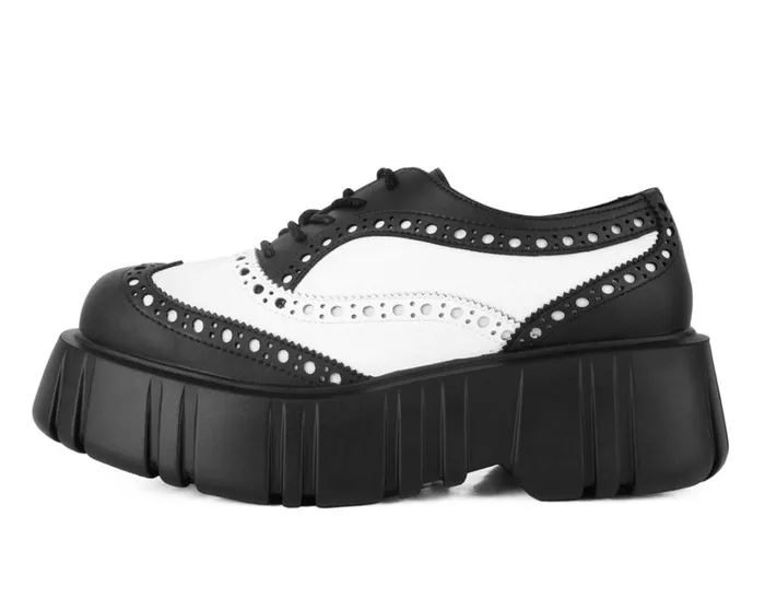 Black and White TUKskin Anarchic Airship Brogue Women TUK Shoes Platforms Black and White TUKskin Anarchic Airship Brogue Women TUK Shoes Platforms