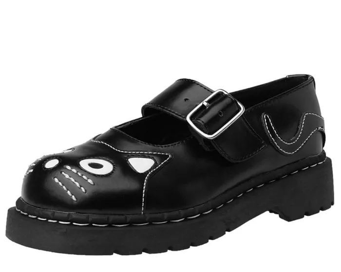 Black And White Kitty Mary Jane Women TUK Shoes Mary Janes
