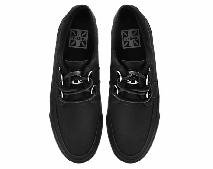 Black Basic Twill DRing Vegan Sneakers Men TUK Shoes Vegan Black Basic Twill DRing Vegan Sneakers Men TUK Shoes Vegan
