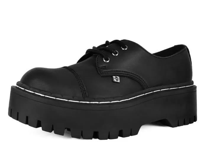 Black Cap Toe Double Decker Brogue Men TUK Shoes Vegan