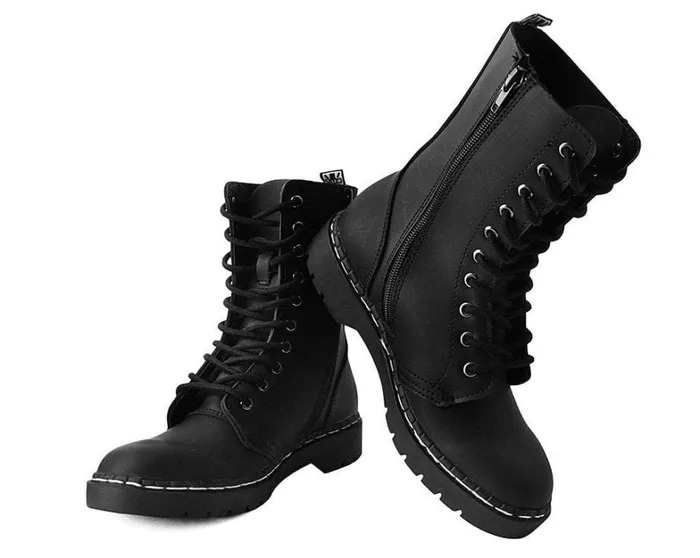 Black Faux Leather 10Eyelet Gibson Boots Women TUK Shoes Boots Black Faux Leather 10Eyelet Gibson Boots Women TUK Shoes Boots