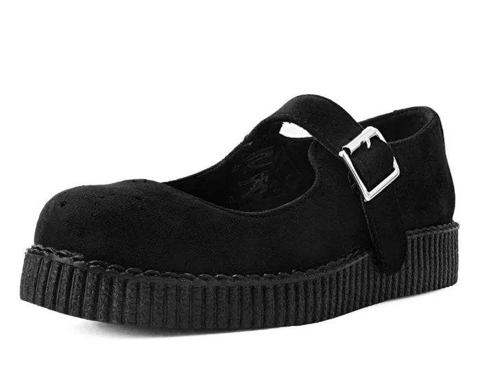Black Faux Suede Viva Low Mary Jane Women TUK Shoes Vegan