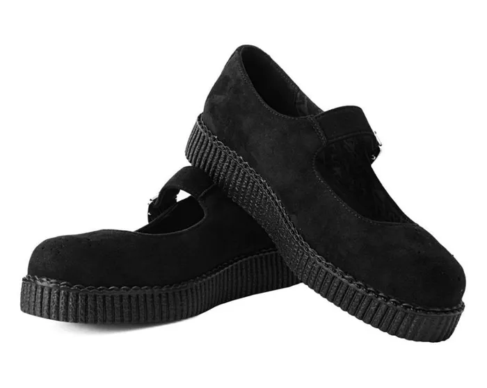 Black Faux Suede Viva Low Mary Jane Women TUK Shoes Vegan Black Faux Suede Viva Low Mary Jane Women TUK Shoes Vegan
