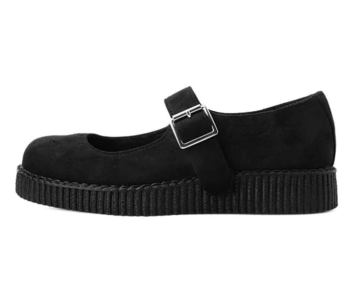 Black Faux Suede Viva Low Mary Jane Women TUK Shoes Vegan Black Faux Suede Viva Low Mary Jane Women TUK Shoes Vegan