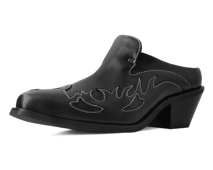 Black Flame Western Mule Women TUK Shoes Vegan