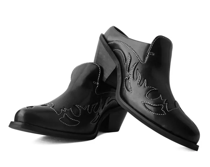 Black Flame Western Mule Women TUK Shoes Vegan Black Flame Western Mule Women TUK Shoes Vegan