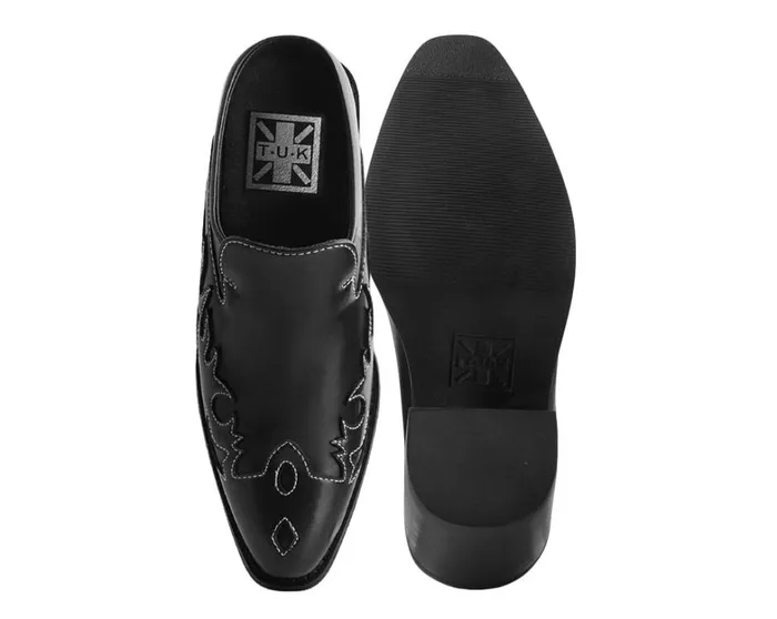 Black Flame Western Mule Women TUK Shoes Vegan Black Flame Western Mule Women TUK Shoes Vegan