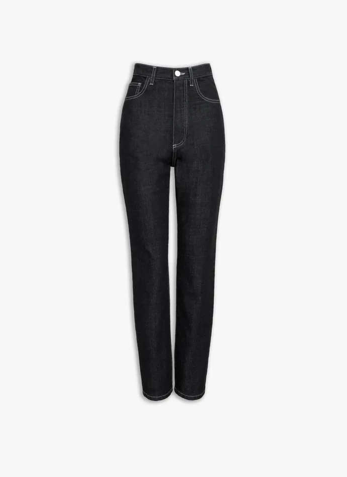 Black HIGH WAIST DENIM PANT Women Alaa Pants and Shorts