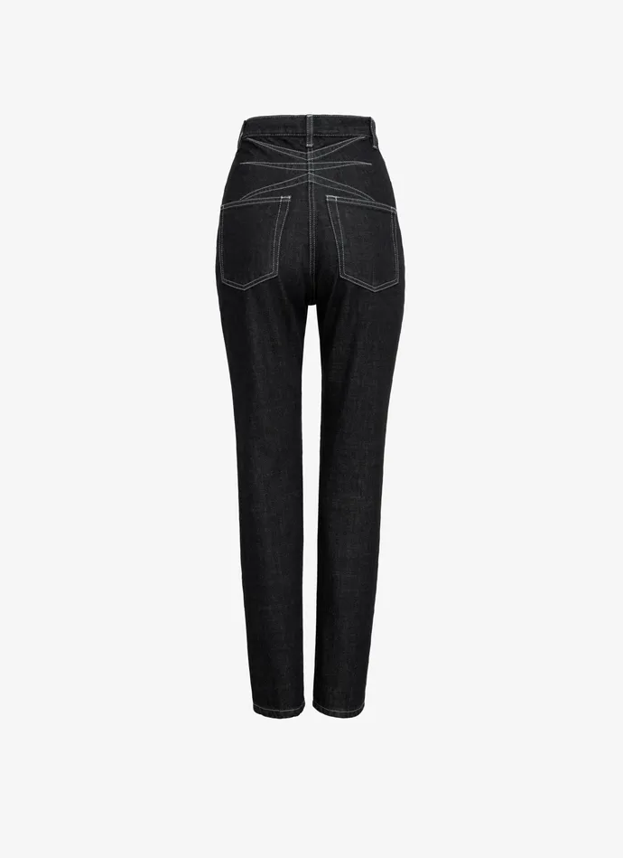 Black HIGH WAIST DENIM PANT Women Alaa Pants and Shorts