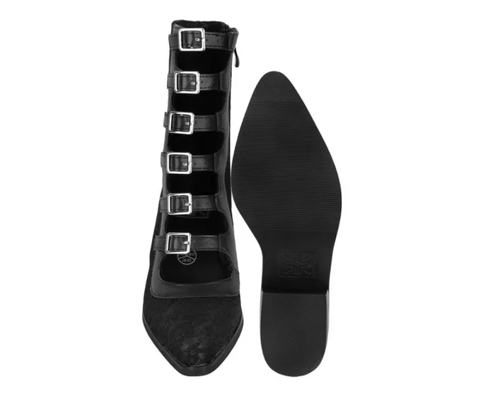 Black Lace MultiStrap Boot Women TUK Shoes Vegan Black Lace MultiStrap Boot Women TUK Shoes Vegan