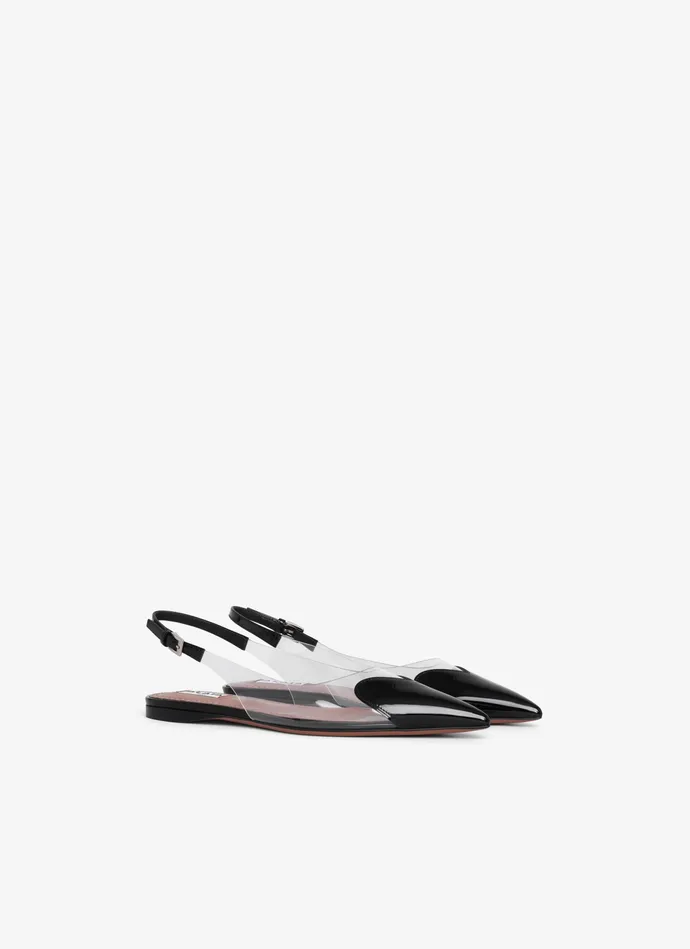 Black LE CUR FLAT SLINGBACKS IN PATENT CALFSKIN Women Alaa Flat Shoes