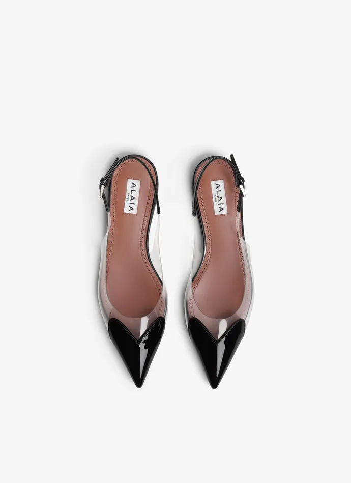 Black LE CUR FLAT SLINGBACKS IN PATENT CALFSKIN Women Alaa Flat Shoes
