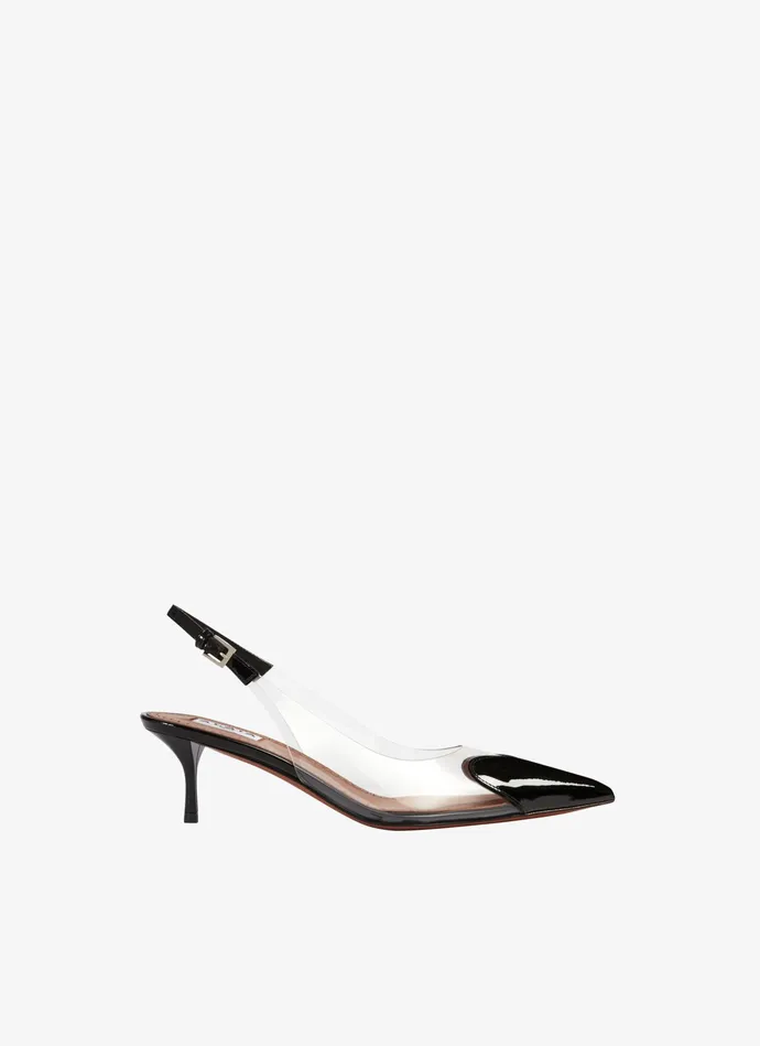 Black LE CUR SLINGBACKS IN PATENT LAMBSKIN Women Alaa Sandals