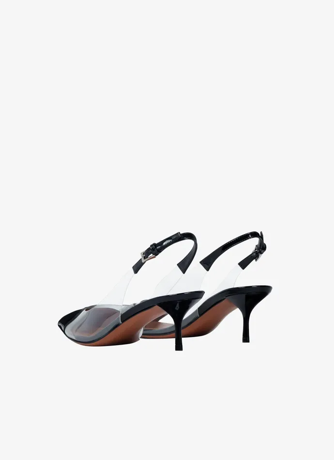 Black LE CUR SLINGBACKS IN PATENT LAMBSKIN Women Alaa Sandals