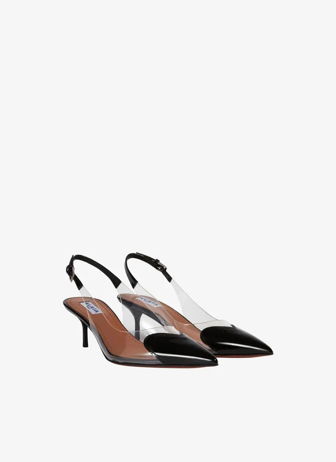 Black LE CUR SLINGBACKS IN PATENT LAMBSKIN Women Alaa Sandals