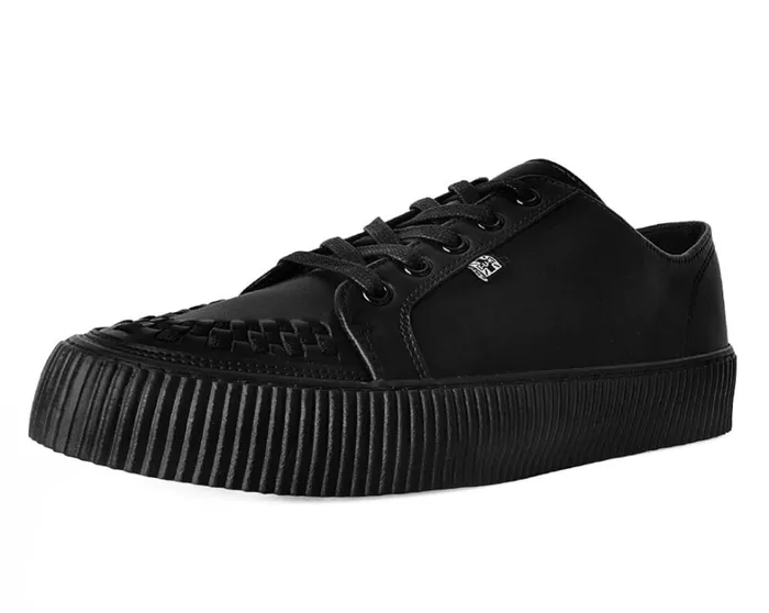 Black Leather LaceUp Creeper Sneaker Women TUK Shoes Sneakers