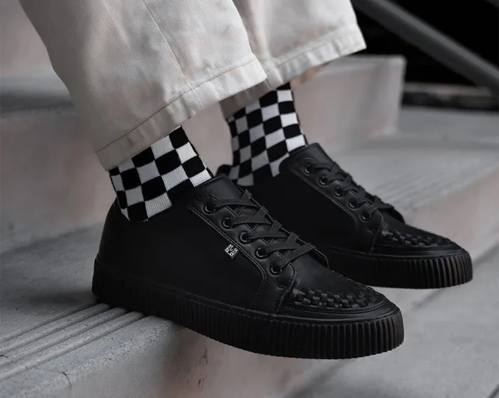 Black Leather LaceUp Creeper Sneaker Women TUK Shoes Sneakers Black Leather LaceUp Creeper Sneaker Women TUK Shoes Sneakers