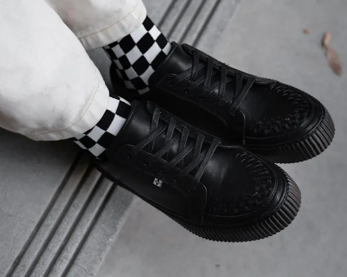 Black Leather LaceUp Creeper Sneaker Women TUK Shoes Sneakers Black Leather LaceUp Creeper Sneaker Women TUK Shoes Sneakers