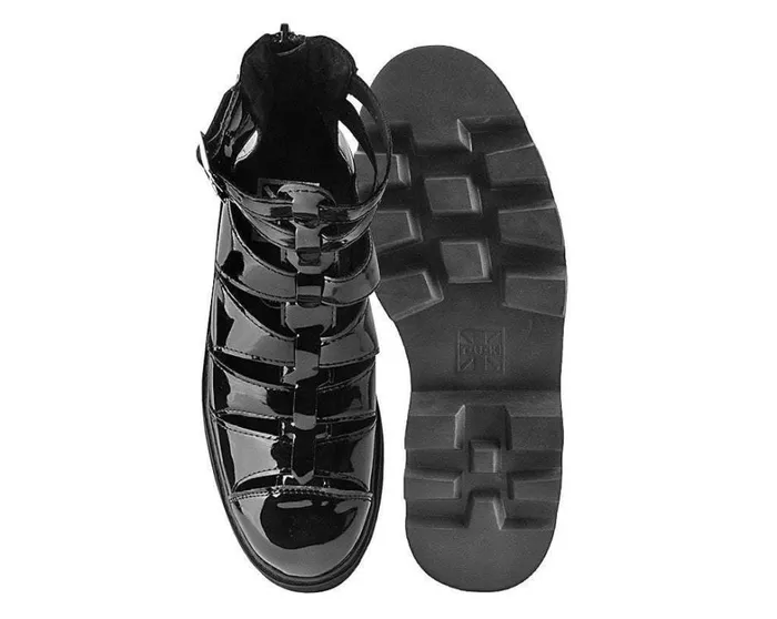 Black Patent Gladiator Dino Lug Sandal Women TUK Shoes Boots Black Patent Gladiator Dino Lug Sandal Women TUK Shoes Boots