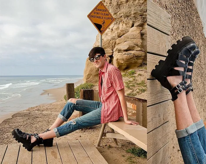 Black Patent Gladiator Dino Lug Sandal Women TUK Shoes Boots Black Patent Gladiator Dino Lug Sandal Women TUK Shoes Boots