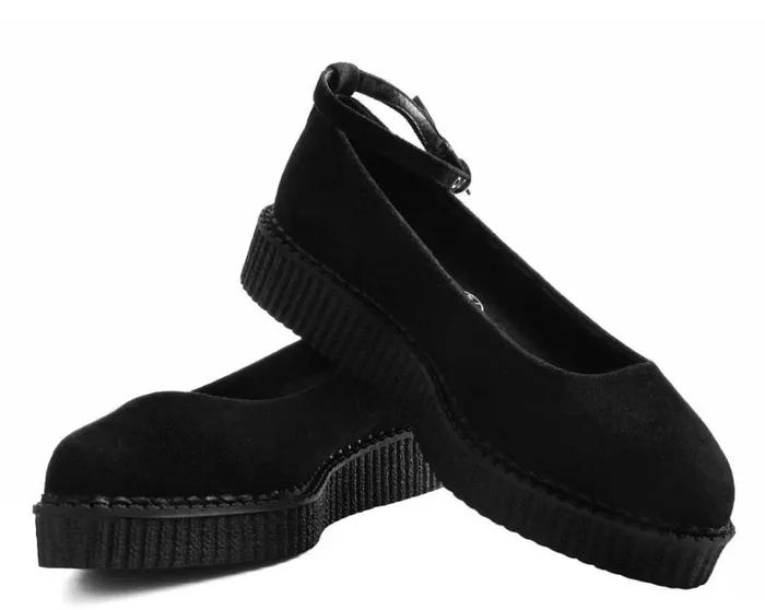 Black Pointed Ballet Vegan Ankle Strap Creepers Women TUK Shoes Vegan Black Pointed Ballet Vegan Ankle Strap Creepers Women TUK Shoes Vegan
