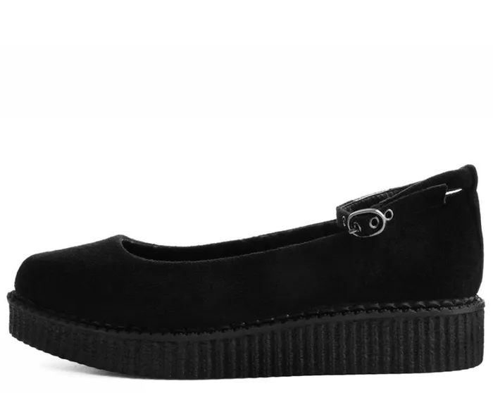 Black Pointed Ballet Vegan Ankle Strap Creepers Women TUK Shoes Vegan Black Pointed Ballet Vegan Ankle Strap Creepers Women TUK Shoes Vegan